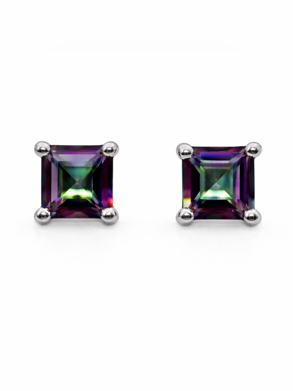 Mystic Topaz Square Stud Earrings - Multicolor
